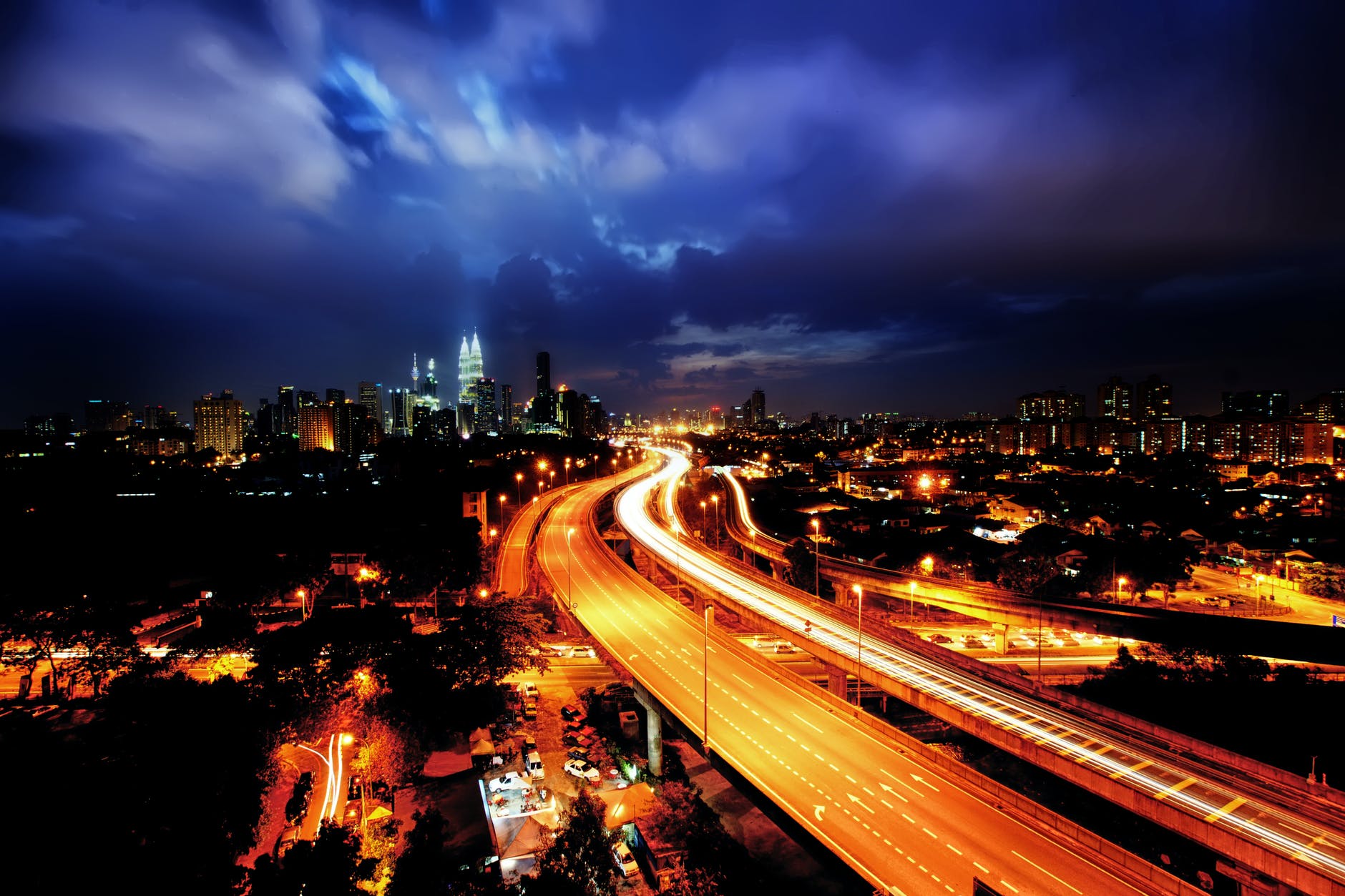 aerial photography of city during night