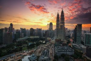 big infrastracture under sunset sky