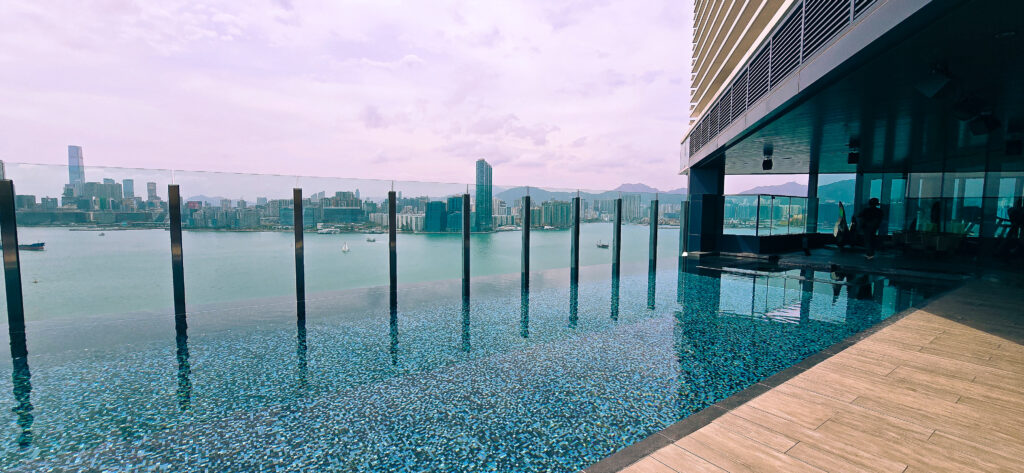 rooftop infinity pool at  hyatt centric victoria harbour hong kong