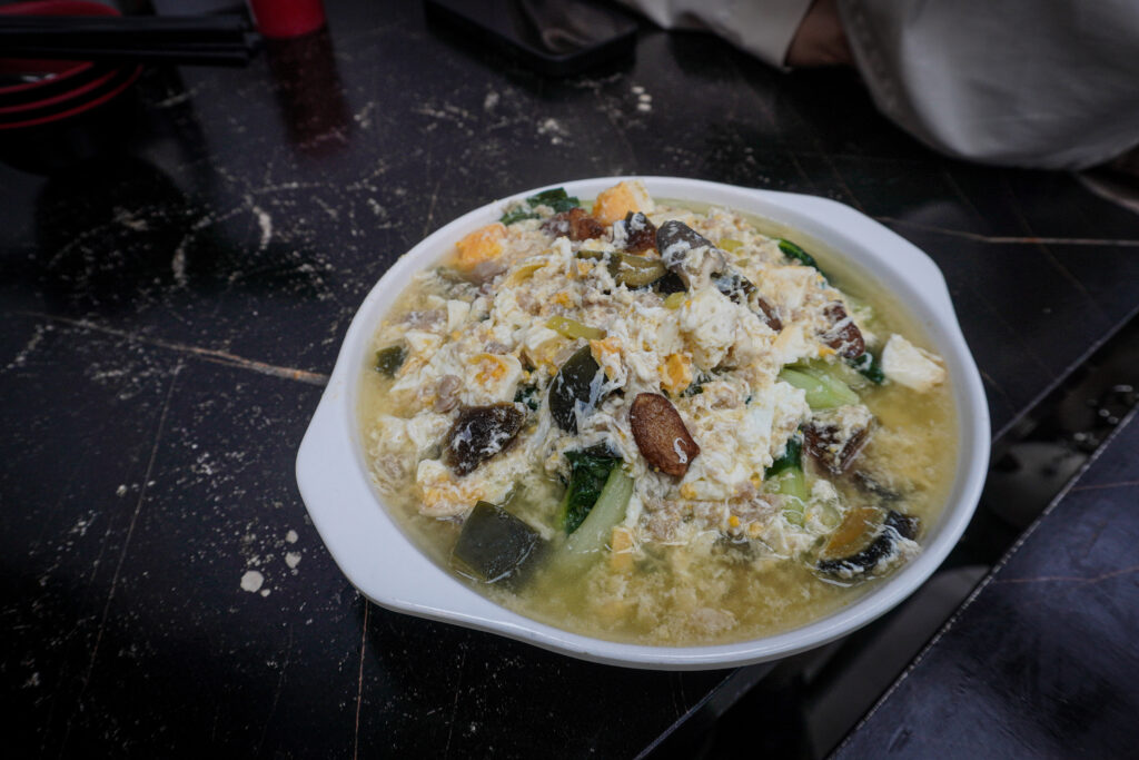 preserved egg and chinese spinach hing kee restaurant