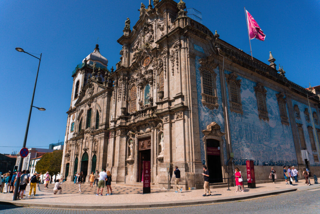 Igreja do Carmo and Igreja dos Carmelitas with narrow hidden house between them in Porto Portugal