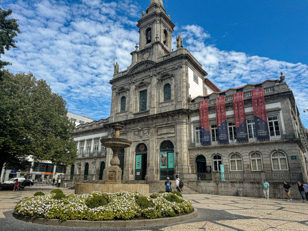 Igreja da Trindade near Porto City Hall with travelers exploring the city center in Porto Portugal