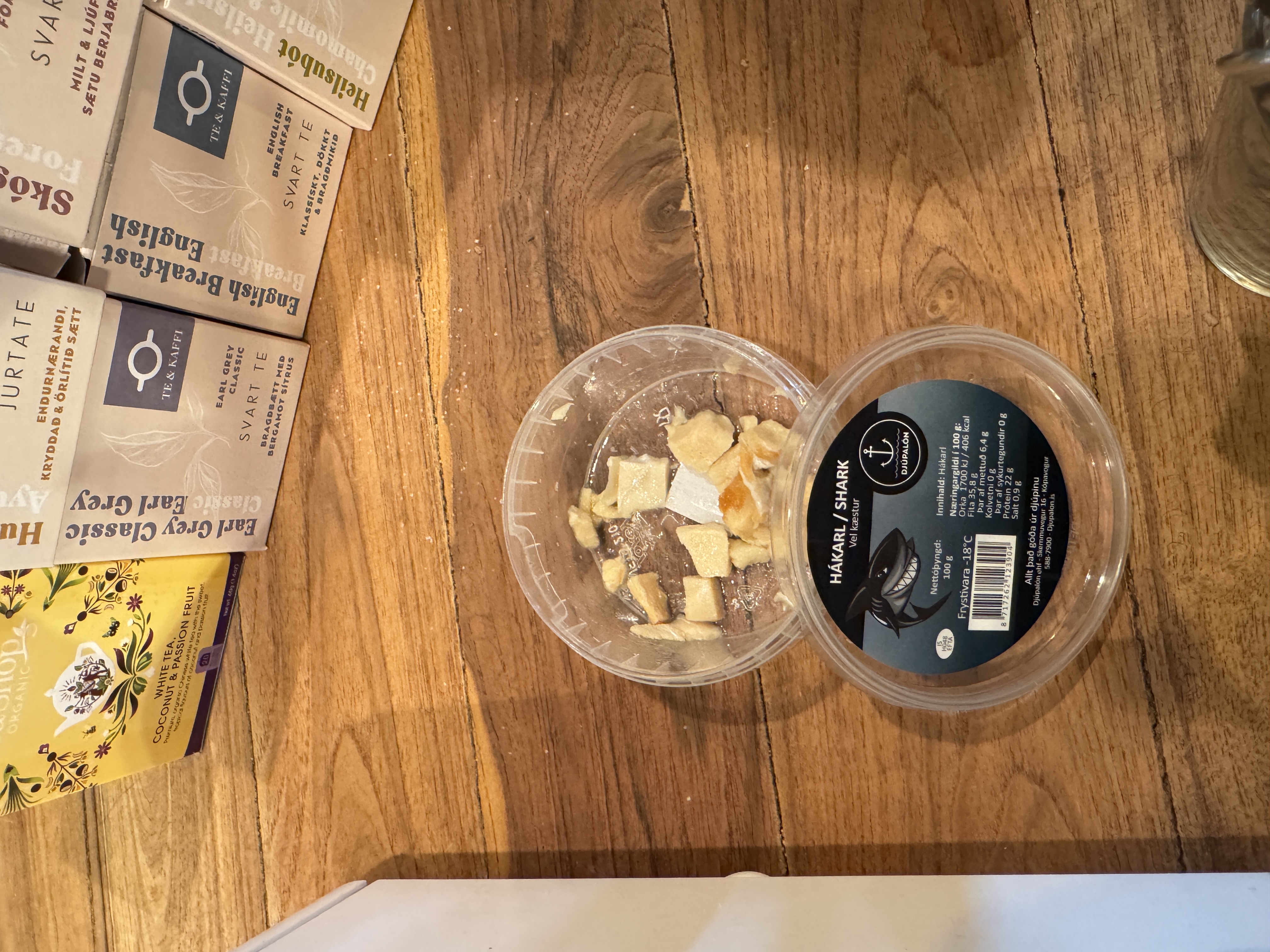 Hákarl (shark fin) at Icelandic Street food in Reykjavik, Iceland